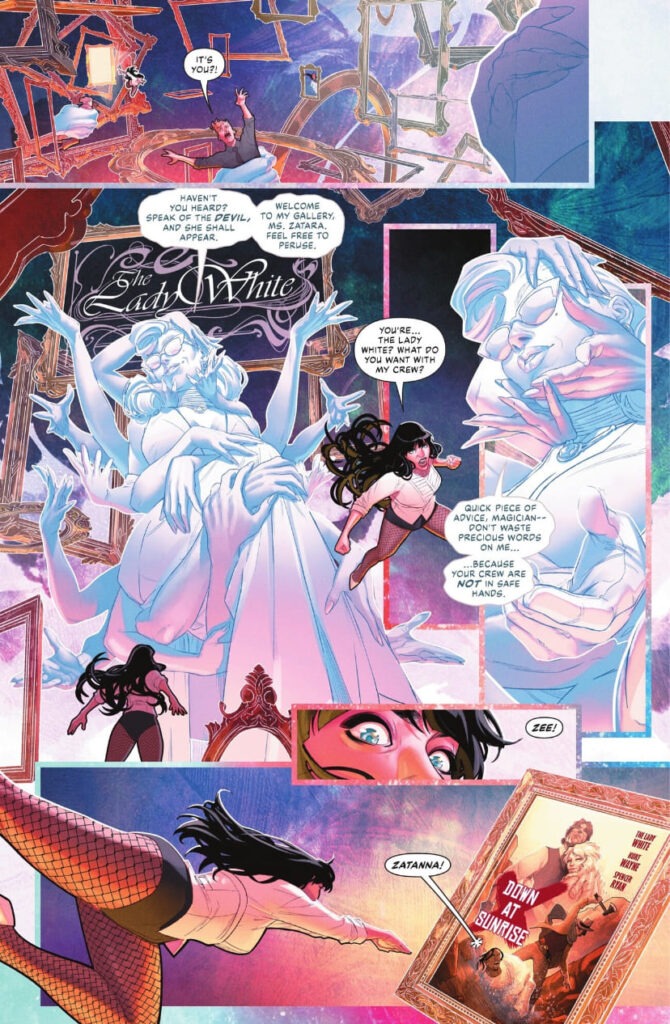 A comic page featuring a woman in a dress and a man in a suit