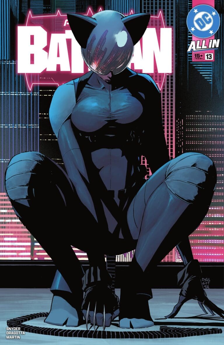 Absolute Batman #13 cover art featuring Catwoman in dark neon tones