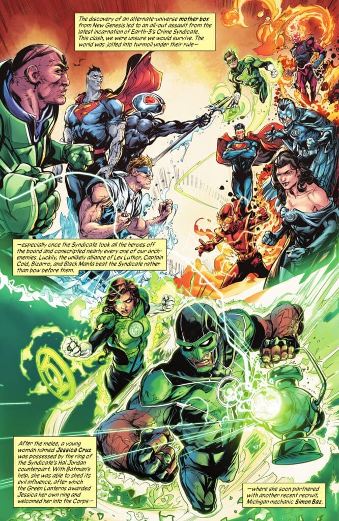 DC Universe #4 shows the Green Lantern Corps fighting Earth-3’s Crime Syndicate