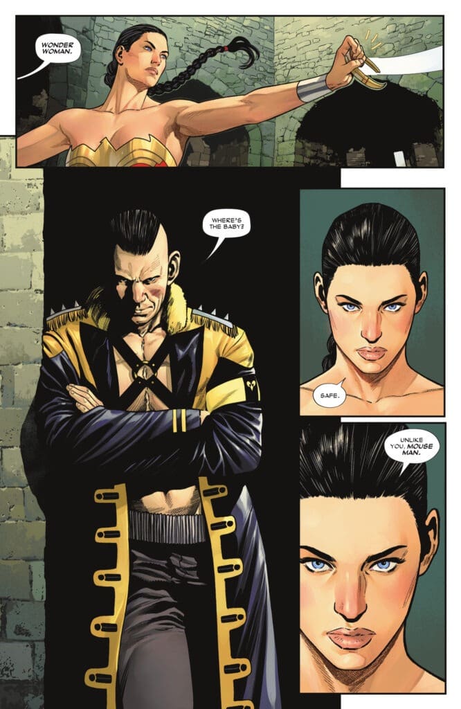Wonder Woman #26 shows Wonder Woman confronting Mouse Man