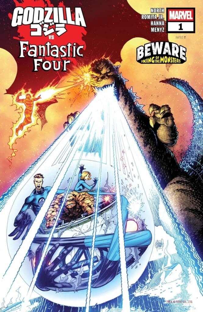 Comic cover Godzilla Vs. Fantastic Four Marvel Beware King of the Monsters