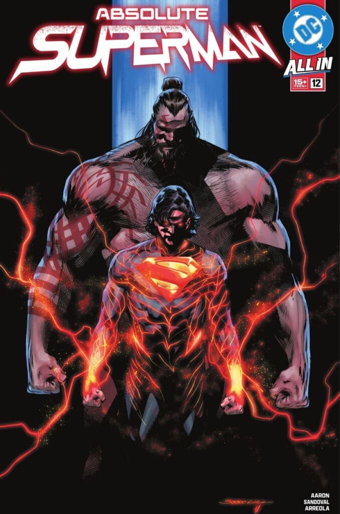 Absolute Superman #12 comic cover showing Superman’s intense battle aura