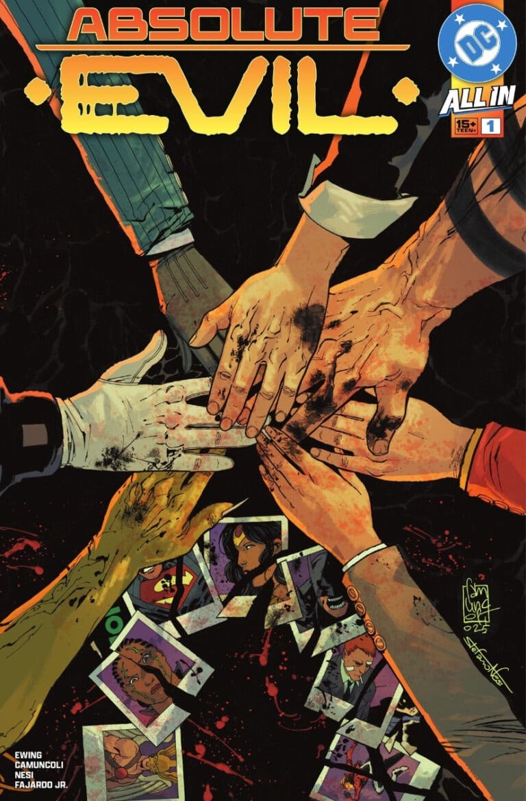 Absolute Evil #1 Review showing villains planning together against heroes