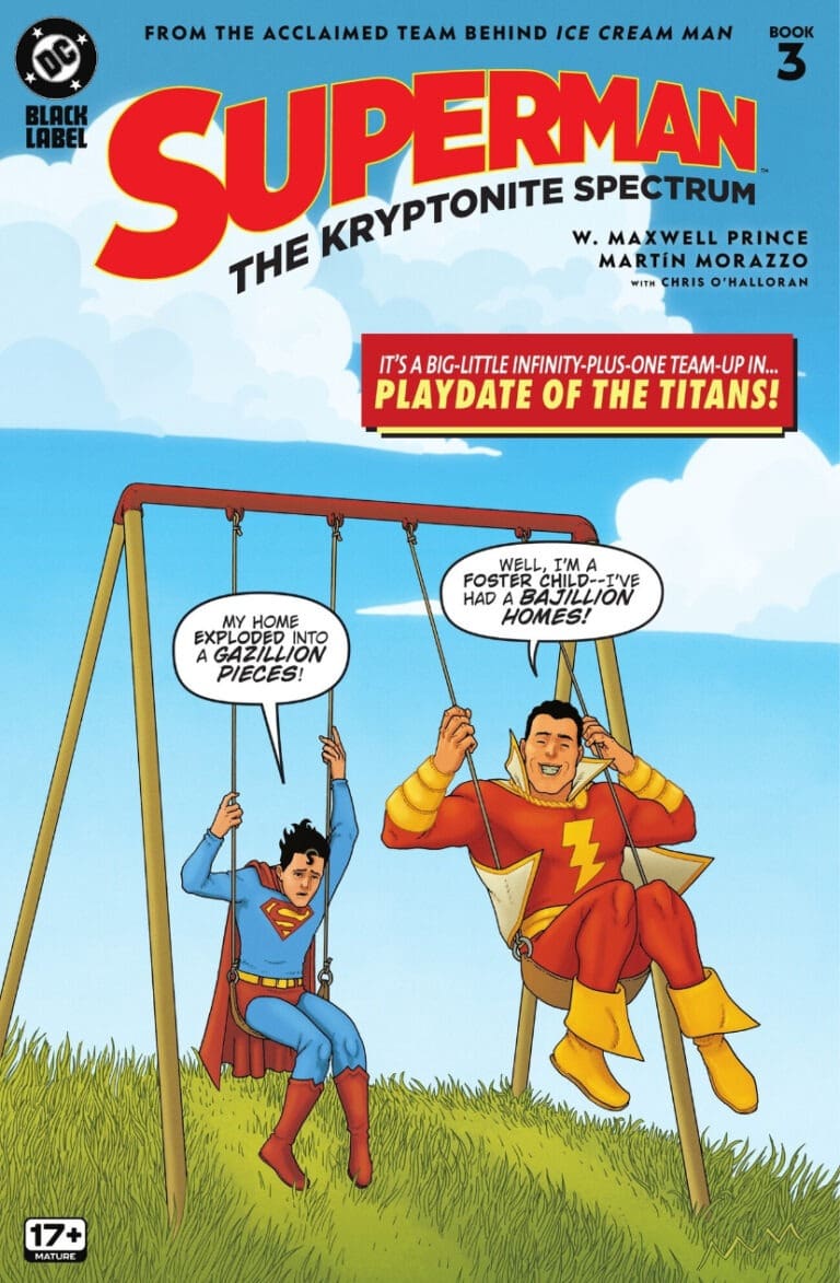 Superman and Captain Marvel swing in The Kryptonite Spectrum #3