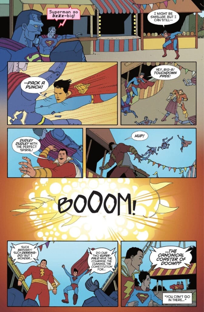 Heroes battling attackers with a big BOOOM blast