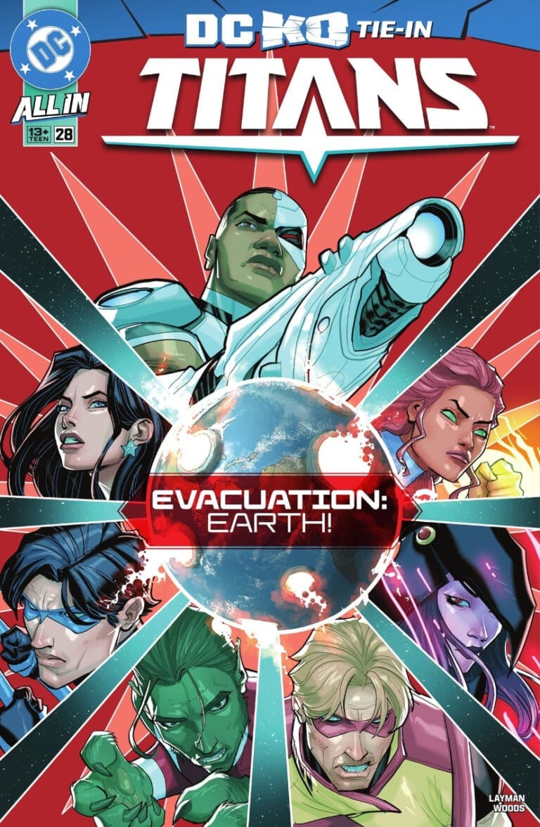 Titans #28 cover shows team led by Cyborg in DC K.O. tie-in to evacuate Earth