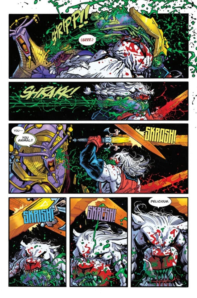 Battle Beast #6 shows brutal kill ending with delicious praise