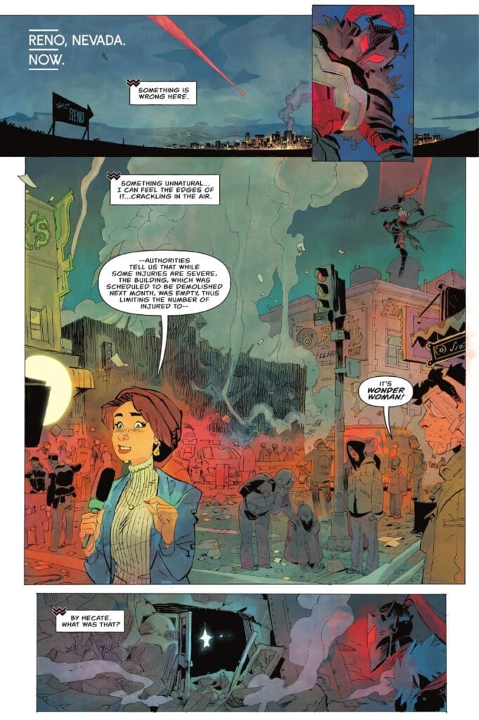 News reporter covers chaos in Reno as Wonder Woman battles a mysterious energy being