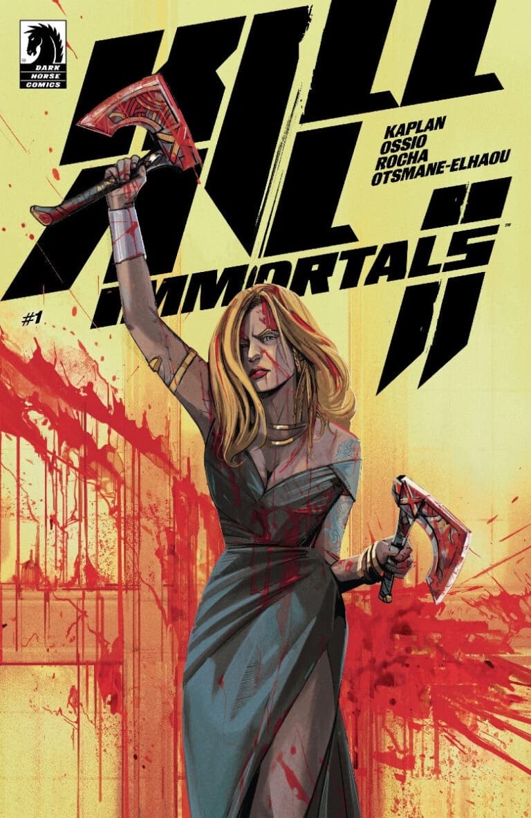 Kill All Immortals II #1 comic shows Frey Asvald with bloodied axes