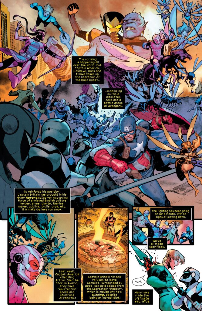 The Ultimates in a big battle against Captain Britain