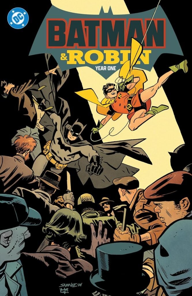 Batman and Robin on a cover facing off against some henchmen