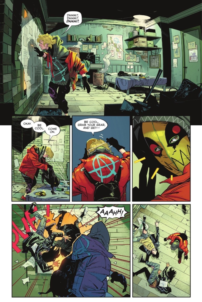 Anarky looking frantic