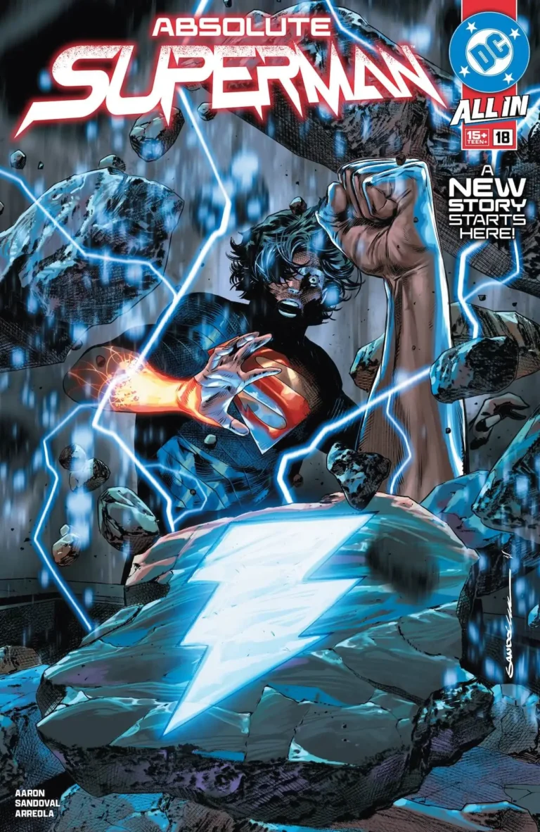 Superman with shazam symbol on cover