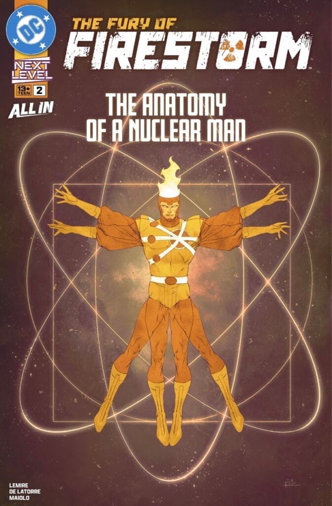 Firestorm on a cover in the shape of the anatomical man